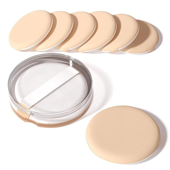 MOHOPE 8Pcs Air Cushion Makeup Sponges for Foundation with Portable Box | Latex-Free Blending Sponge for Liquid, Cream, Foundation and Powder | Round Powder Puff | Honey Beige