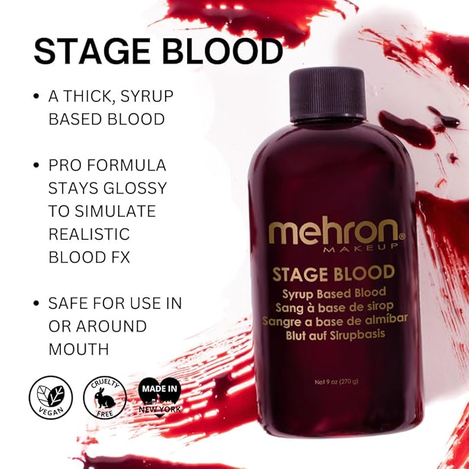 Mehron Makeup Stage Blood | Realistic For Halloween | Washable Fake Blood for Special FX, Stage & Screen, Halloween, & Cosplay (9 oz) (Dark Venous)