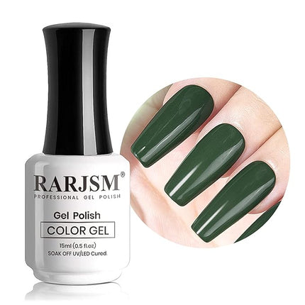 RARJSM Hunter Green Gel Polish, Emerald Green Nailpolish Soak Off UV LED ForestGreen Nail Gel Polish Nail Art Starter Manicure Salon DIY at Home