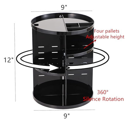 Cq acrylic Rotating Makeup Organizer for Vanity,Adjustable Spinning Organizer and Make up Organizers for Counter,Lazy Susan Bathroom Organizer for Beauty Product,Skin Care,Perfume Organizer,Black