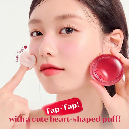 Etude Fruity Lip & Cheek Blur Balm – Sheer Tinted, Moisturizing Cream Balm with Puff, Hydrating Multi-Use Lip & Cheek Color #5 Plump Raspberry 2.3g