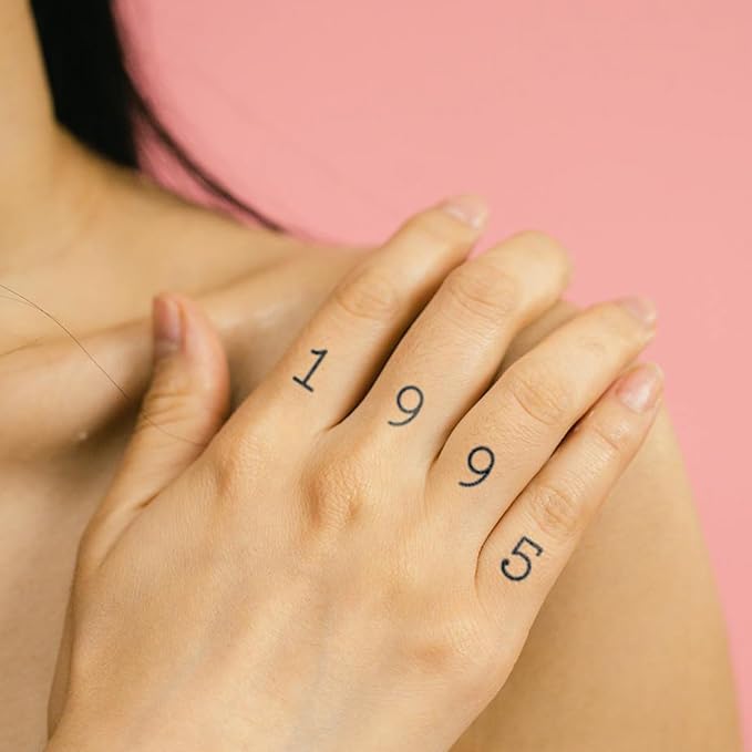 2 Sheets Alphabet & Numbers Temporary Tattoos - Customizable Typewriter Letter & Number Semi-permanent Tattoos, Realistic Fake Tattoos for Finger & Hand