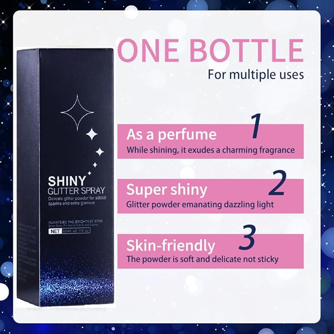 Body Glitter Spray, Perfect Body Glitter for Music Festival Stage Makeup and Festival Rave Highlighter Makeup. (2 Pcs)