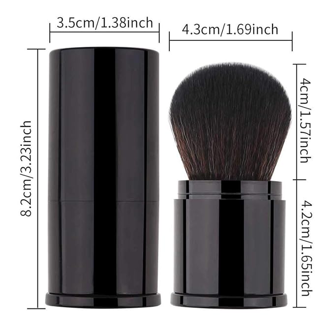Retractable Powder Brushes Foundation Brush Blush Brush Bronzer Brush Face Blender Brush Professional Mineral Blending Buffing Kabuki Makeup Application Portable With Cover - Black