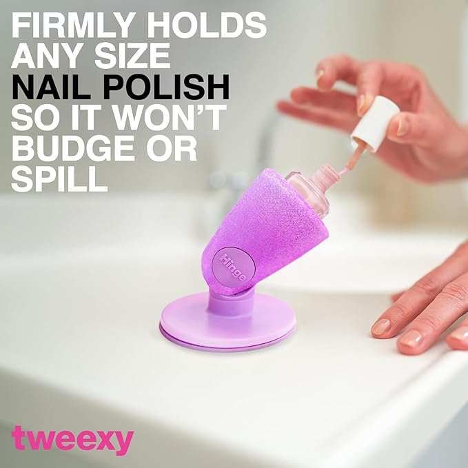 tweexy Hinge Untippable Nail Polish Bottle Holder | Anti-Spill Nail Polish Holder Stand, Tilted, Smartgrip Airlock Suction | Fingernail Painting, Nail Art, Manicure & Pedicure, Nail Polish Accessories (Opal Sparkle)