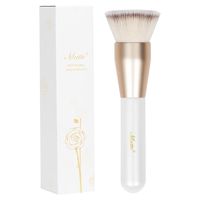 Matto Foundation Brush for Liquid Cream Makeup, Flat Top Cosmetic Brush, Premium Makeup Brush, Tanner Brush, Mineral Powder Buffing, Blending, Stippling Makeup Tools