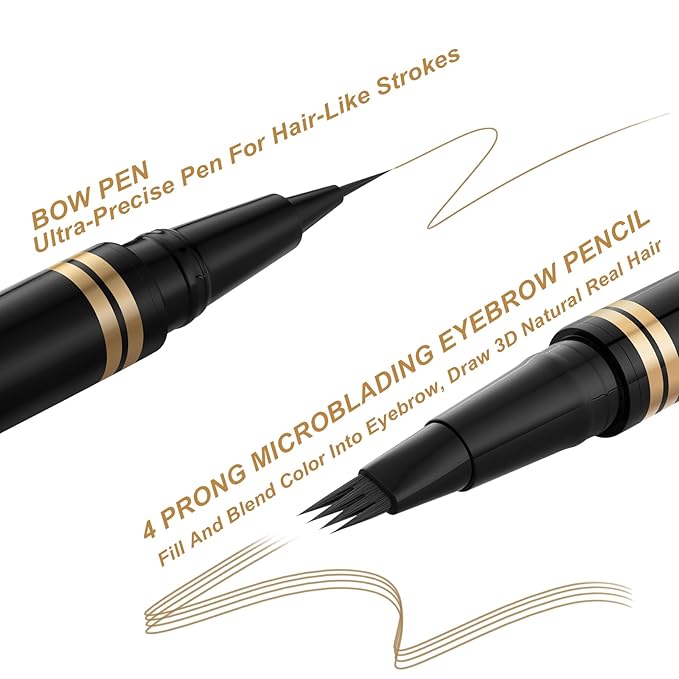 Eyebrow Pen,2-in-1 Waterproof Eyebrow Pencil with 4 Tip Microblading Brow Pen and Ultra-Precise Brow Pencil,with Dual-ended Eyebrow Brush,Eyebrow Makeup for Natural Looking - Dark Blonde