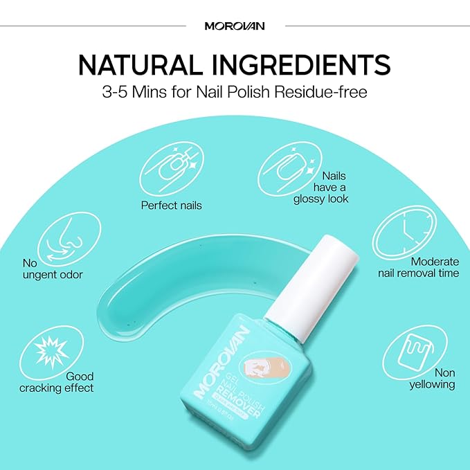 Morovan Gel Nail Polish Remover: Easy Remove Gel Polish Natural Formula Portable Kit with Cuticle Pusher & Scraper No Soaking or Wrapping