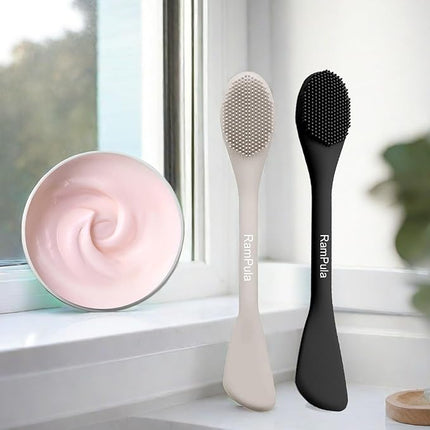 Face Mask Brush Applicator, Mask Brushes For Facials Cleansing & Exfoliating, Facial Clay Mask Applicator Tool Silicone Mask Spatula Cream Skincare For Apply Cream, Lotion, Mud, Clay (Black+Starlight)