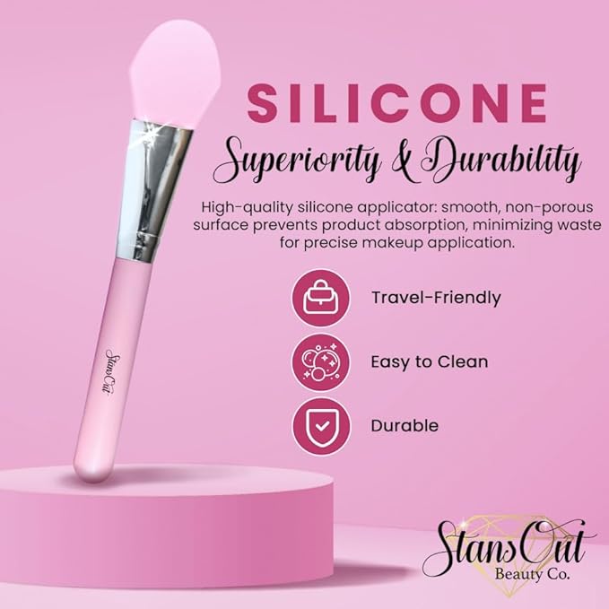 StansOut Foundation Applicator - Liquid Foundation Brush, for Cream or Powder - Easy to Clean - Travel-Friendly, Durable - Ideal for Professional Makeup Results - Pointed Shape, Smooth Silicone Edge