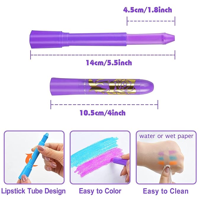 6Pcs Glow in The Dark Body Face Paint Neon Glow in The Black Light UV Fluorescent Crayons Paint Sticks Makeup Kit for Kids Adults Halloween Masquerade Mardi Gras Blacklight Birthday Party