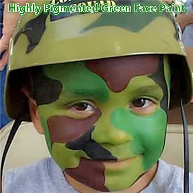 Go Ho Green Cream-Blendable Stick,Green Eye Black,High Pigment Face Body Paint,Hypoallergenic Camo/Hunting Face Paint Stick,Safe Facepaint for Halloween SFX Witch Makeup