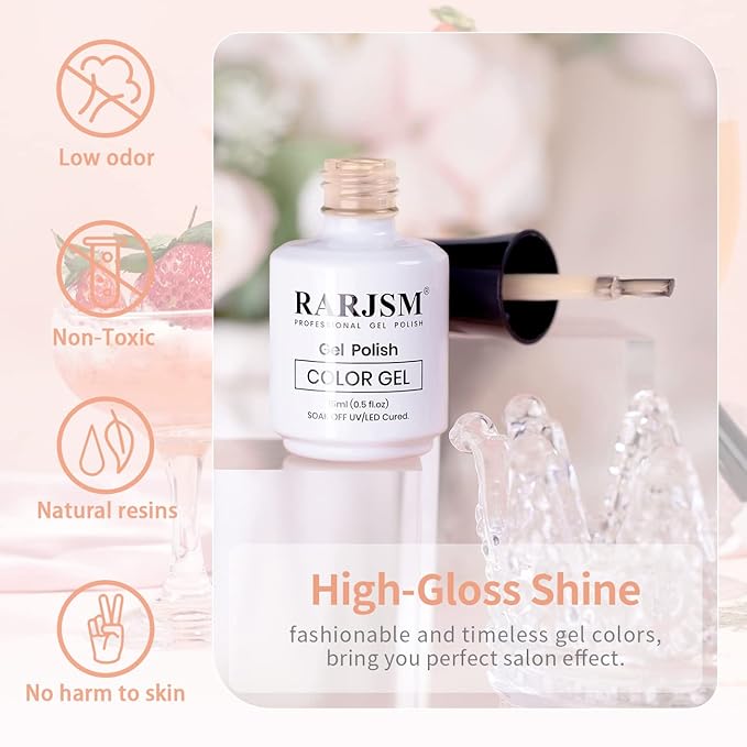 RARJSM Apricot Nude Gel Nail Polish,Neutral Sheer Cream Nude GelPolish LED UV Curing Requires Soak Off Clear Pink Jelly French Manicure Nail Gel Polish 1pcs Single Bottle 15ml for Home Salon DIY