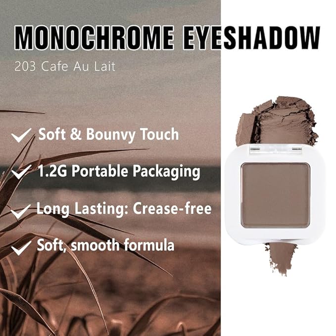 Kaely Pressed Single Eyeshadow Makeup, Cocoa Brown Matte Highly Pigmented Monochrome Eye Shadow Palette, Waterproof Neutral Powder Mini Eyeshadow, sombras para ojos, Lightweight Blendable, 18