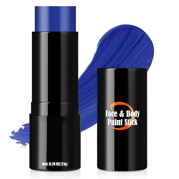 Blue Face Paint Stick, Portable Eye Black Stick for Sports, Full-coverage Cream Face Paint for Halloween SFX Makeup Cosplay Joker Costume Parties, Cream Grease Sticks