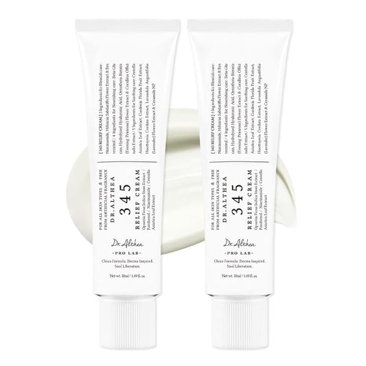 Dr.Althea 345 Relief Cream | Moisturizer for Soothing Recovery and Blemish Care with Tea Tree Leaf Water & Niacinamide | Korean Vegan Skin Care for All Skin Types, 1.69 Fl Oz (Ver.2 - Pack of 2)