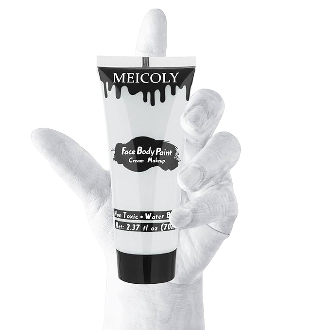 MEICOLY Cream Moonlight White Face Body Paint,2.37Oz Large Tube Water Based Full Body Paint for Adults and Kids,Professional Face Paint for Halloween Stage SFX Special Effects Cosplay Makeup