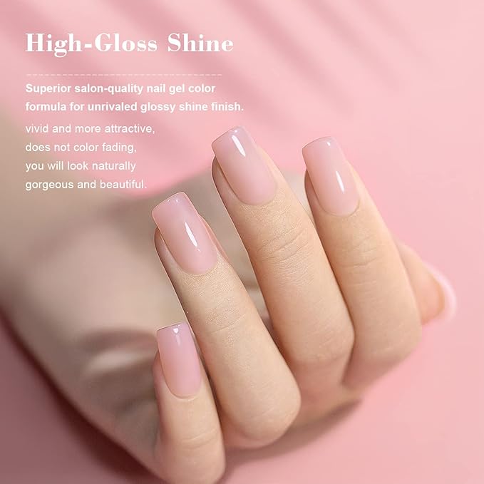RARJSM Nude Gel Polish Purplish Pink Jelly Translucent Neutral Skin Tone Colors Gel Nail Polish Milky Pink Shade 15ml Single Bottle Soak off UV LED Cured at Home Salon DIY French Manicure Nails Art