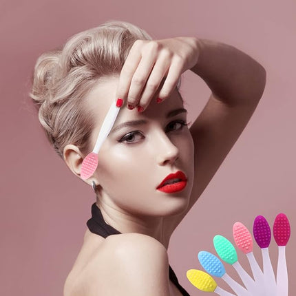 Lip Scrub Tool Silicone Lip Brush Exfoliating Double-Sided Lip Scrubber Tool for a Smoother and Fuller Appearance,Cleaner (6 Colors,6 PCS)