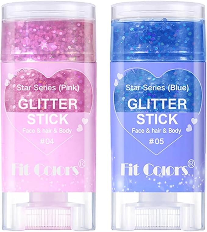 2 Pcs Silver Body Glitter Stick, Mermaid Glitter Gel Long Lasting Shimmer Hair Eyeshadow Face Body Glitter Concerts Music Festivals Halloween Party Looks Sparkle Makeup for Women and Kids (#2)