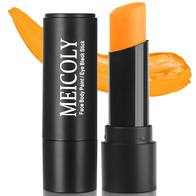 MEICOLY Orange Eye Black Stick,Waterproof Eye Black Baseball Softball Football Lacrosse,Orange Face Body Paint Stick for Halloween SFX Pumpkin Tiger Lion Cosplay Makeup