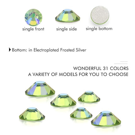 1440Pcs Light-green Ab Crystal Rhinestones,Glass Flatback Rhinestones Gemstones Small for Nail Face Makeup Art Crafts Clothes Decoration-(SS10,2.8mm,Light-green Ab)