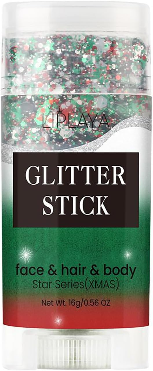 Red Green White Body Glitter Stick, Festival Rave Accessories Body Glitter Makeup Gel.