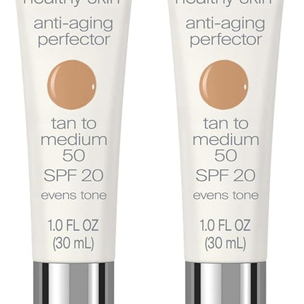 Neutrogena Healthy Skin Anti-Aging Perfector Tinted Facial Moisturizer and Retinol Treatment with Broad Spectrum SPF 20 Sunscreen with Titanium Dioxide, 50 Tan to Medium, 1 fl. oz (Pack of 2)