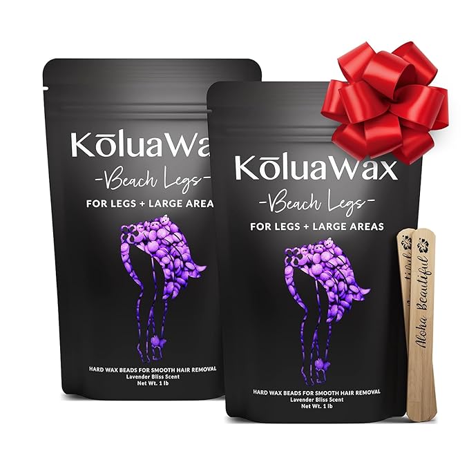 KoluaWax Hard Wax Beads for Hair Removal – Coarse Hair Formula – Face, Brazilian, Underarms, Back Chest, Bikini Waxing – Lavender Bliss, 1lb Refill for Wax Warmers & 10 Large Applicator Sticks, 2 Pack