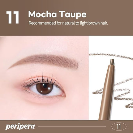 PERIPERA Speedy Skinny Brow, Precise Eyebrow Pencil, Dual-Sided Fine Tip Shades, Define Fills Brow Make up (11 MOCHA TAUPE)