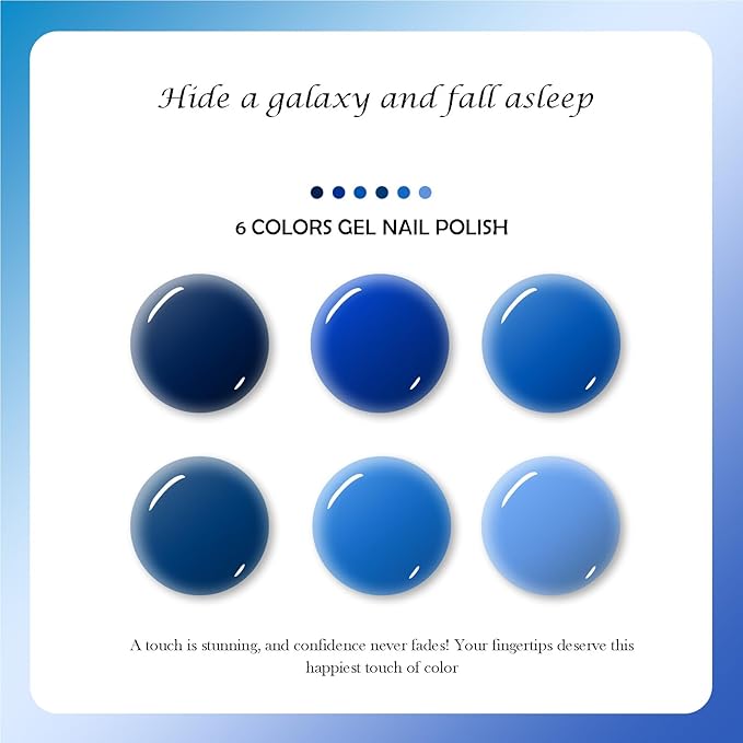 CAMILA ¿ 6pcs 15ml Gel Polish Set Navy Blue Gel Nail Polish Kit Soak Off Gel Polish Manicure Salon For Women F Set