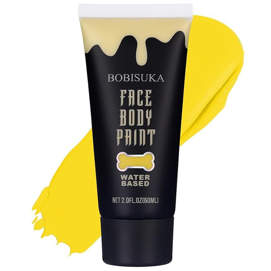 BOBISUKA Yellow Face Body Paint, Water Based Face Painting for Art Theater Halloween Party Cosplay Clown SFX Makeup for Women Adults, Non-Toxic Washable