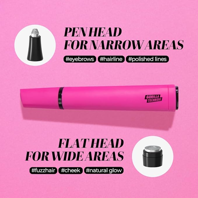 Gorilla Technique Facial Hair Removal for Women, Painless 2 in 1 Eyebrow Razor & Facial Hair Remover for Upper Lip, Chin & Peach Fuzz for Smooth Skin, K-Beauty Inspired Korean Skin Care