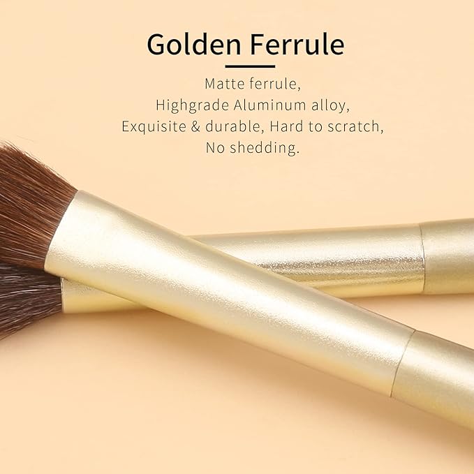 Natural Goat Hair Eye Shadow Brush Set, Pony Hair Eyeshadow Brushes Set, Small Nose Contour Brush, Angled Eyeshadow Brush, Eyeshadow Blending Brush, Eye Makeup Brushes Set Professional - E200