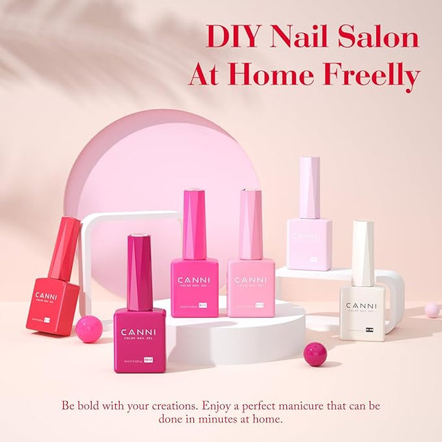 CANNI Pink Gel Nail Polish Set – 6 Colors Hot Light Pink, Magenta – Soak Off UV LED Gel for French Manicure, DIY Nail Art at Home, Long-Lasting Glossy Finish