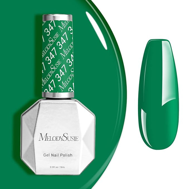 MelodySusie Bright Parrot Green Gel Nail Polish, 0.5 Fl Oz Soak Off UV LED Nail Lamp Neon Green Gel Polish Gift for Women Art Manicure Salon DIY Design Decoration at Home-347