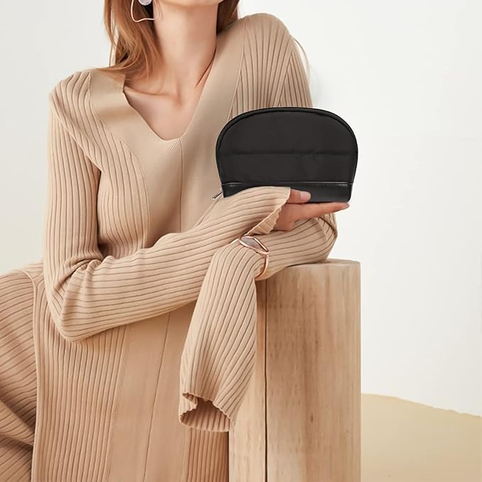 Ethereal Small Makeup bag for Purse, Cute Cosmetic Bag Portable Mini Makeup Pouch for Women Black