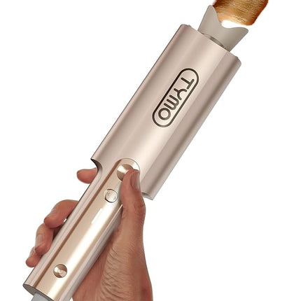 Upgraded Automatic Rotating Curling Iron - TYMO CurlPro Plus Long Barrel Curling Wand for Long Hair, Ceramic Hair Curler for Women, Anti-Scald, Tangle-Free, 600M Ionic, Dual Voltage, Gold, 1 1/4 Inch