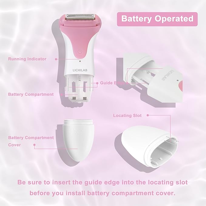 Electric Razors for Women & Bikini Trimmer for Sensitive Skin - Hypoallergenic Cordless Foil Shaver Painless Body Hair Removal for Legs,Underarms,Pubic Hair,Travel Ready Wet/Dry,rose/pu7b