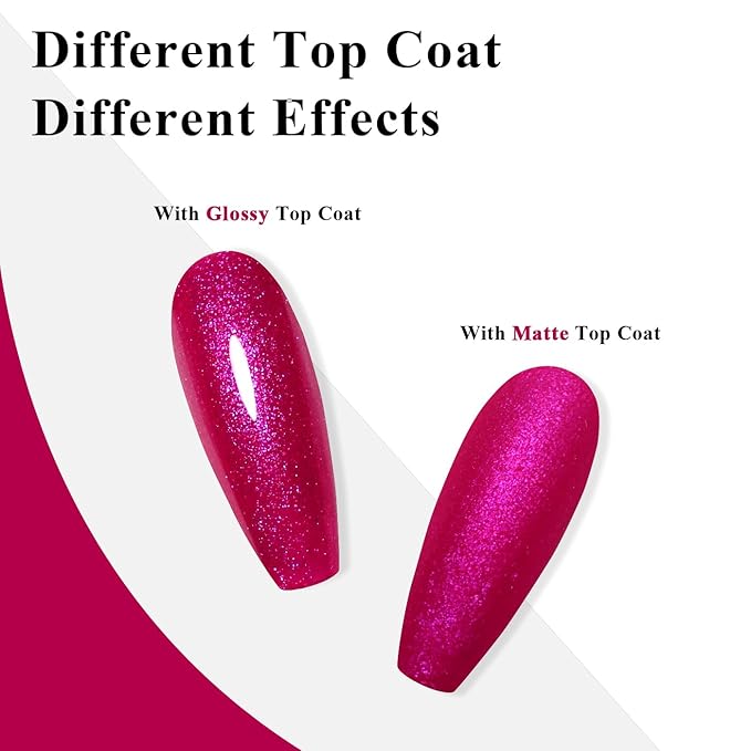 Imtiti Hot Pink Iridescent Glitter Gel Nail Polish, Soak Off LED U V Shimmer Sparkle Nail Gel Polish DIY Nail Art Starter Manicure Salon Kit for Women Girls 10ML