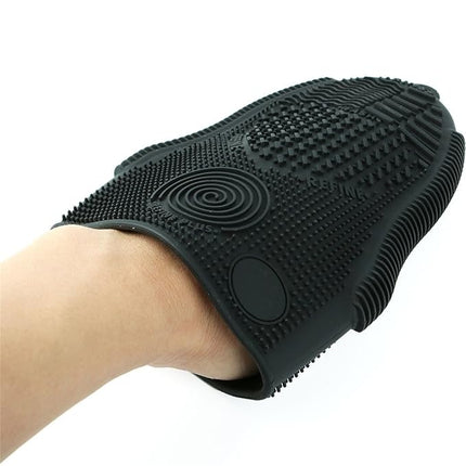 Makeup Brush Cleaner Mat Mitt Glove Silicone Cosmetic Cleaning Scrubber Tool for Face Brushes and Eye Brush Washing Pad Black