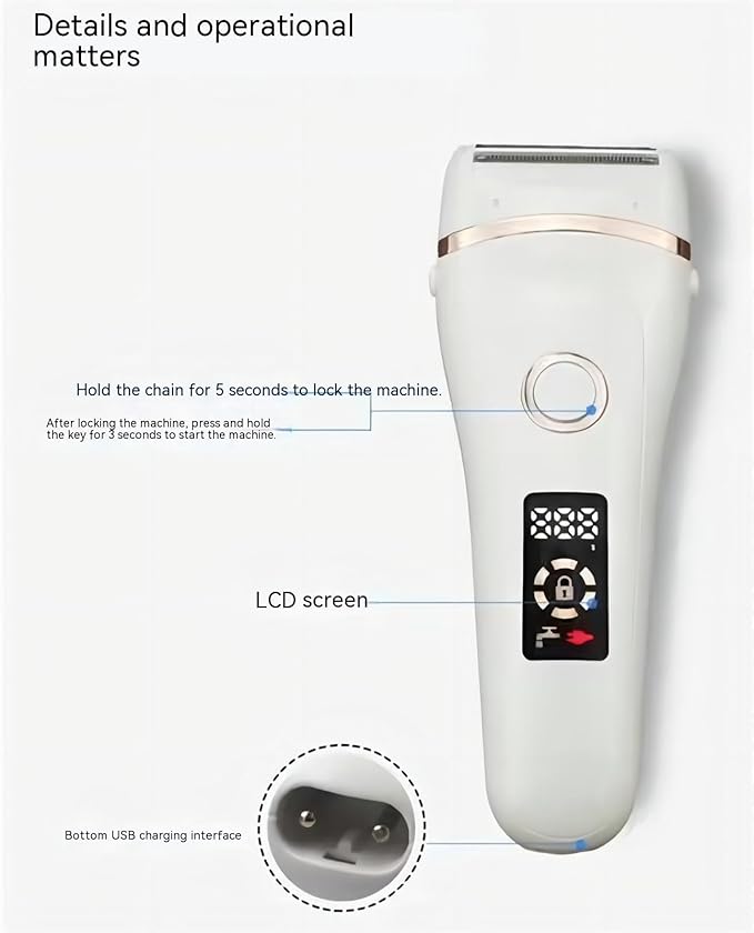 Legs Shaver, Womens Facial Hair Shaver with LED Lights, Can Painlessly Remove Body Hair