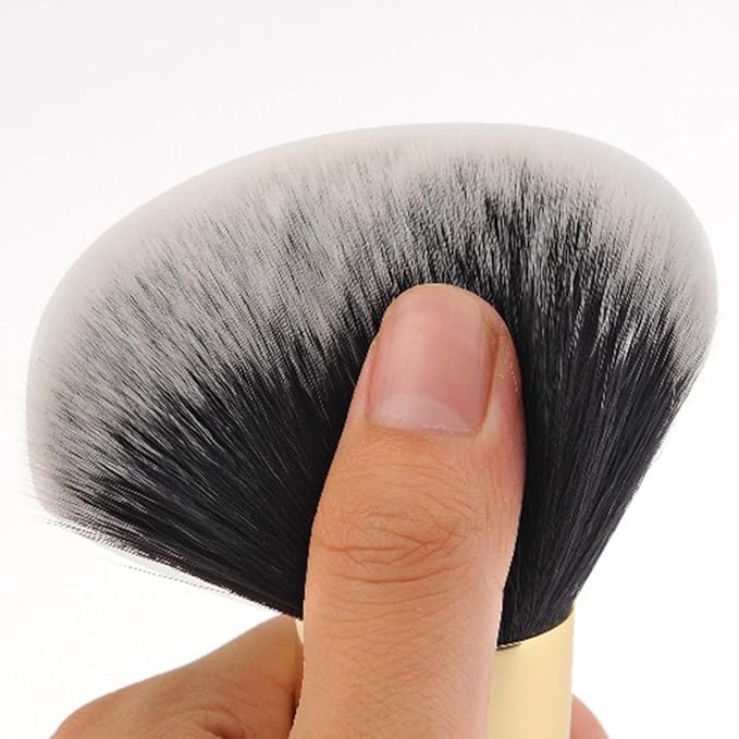 Makeup Brush Powder Brush Foundation Blush Bronzer Contour Face Blender Brush Professional Mineral Blending Buffing Kabuki Brushes Thick and Dense Soft Synthetic Fibers (Black&Golden Plus)