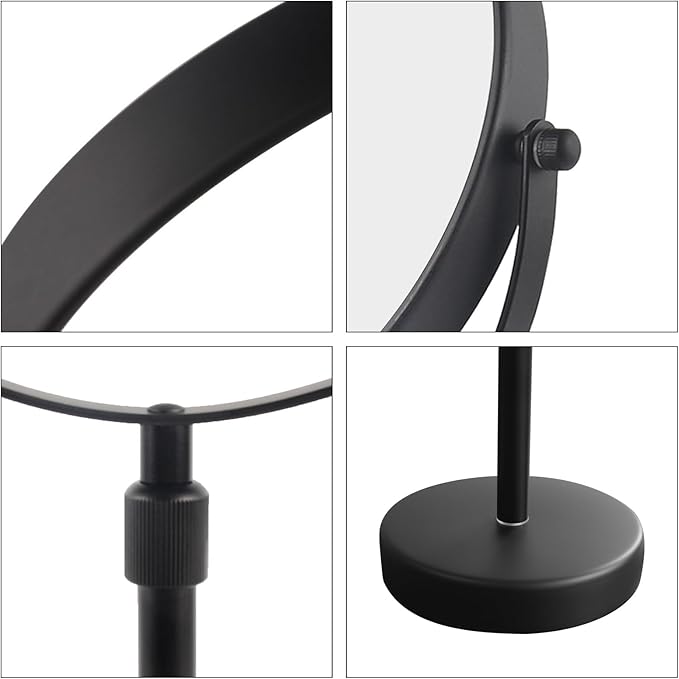 Nicesail Higher Taller Tabletop Makeup Mirror of 8 Inch, 5X Magnified Makeup Mirror Countertop Standing, Height Adjustable, Double Sided Mirror in Matte Black (8 Inch, 5X)…