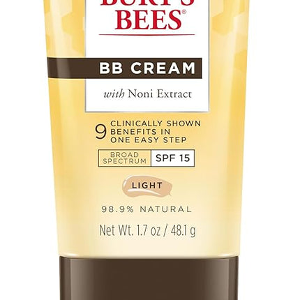 Burt's Bees BB Cream With SPF 15, Broad-Spectrum Sunscreen Tinted Lotion for All Skin Types, 98.9 Percent Natural Origin Skin Care, Light, 1.7 oz. Tube