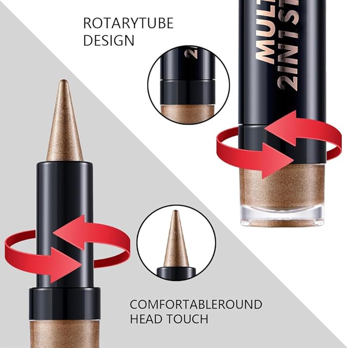 AMY'S DIARY Bronze Whisper Sand Eye shadow & Eyeliner Stick 2-in-1, Cream Eyeshadow Pencil + Gel Eyeliner | Waterproof, Smudge-Proof Eye Makeup Crayon for woman, Face & Lip | Twist-Up Eye Shadow Pen