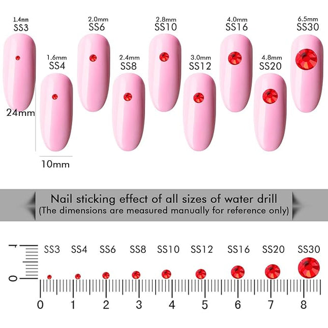 1440Pcs Siam Crystal Rhinestones,Glass Flatback Rhinestones Gemstones for Nail Face Makeup Art Crafts Clothes Decoration -(SS3,1.4mm,Siam)