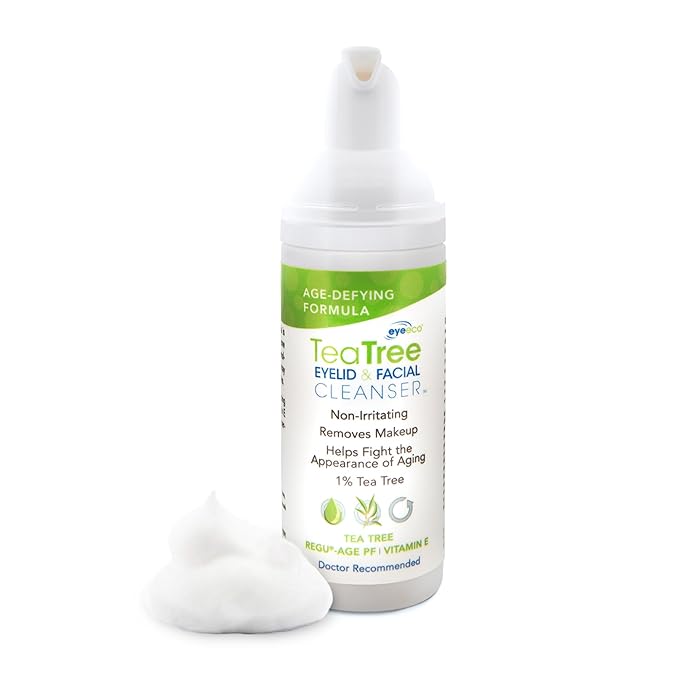 Age-Defying Tea Tree Eyelid and Facial Cleanser - 50mL - Non-Irritating Eyelid Cleanser and Face Wash with Shea Butter and Vitamin E