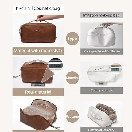EACHY Travel Makeup Bag,Large Capacity Cosmetic Bags for Women,Waterproof Portable Pouch Open Flat Toiletry Bag Pattern Makeup Bag