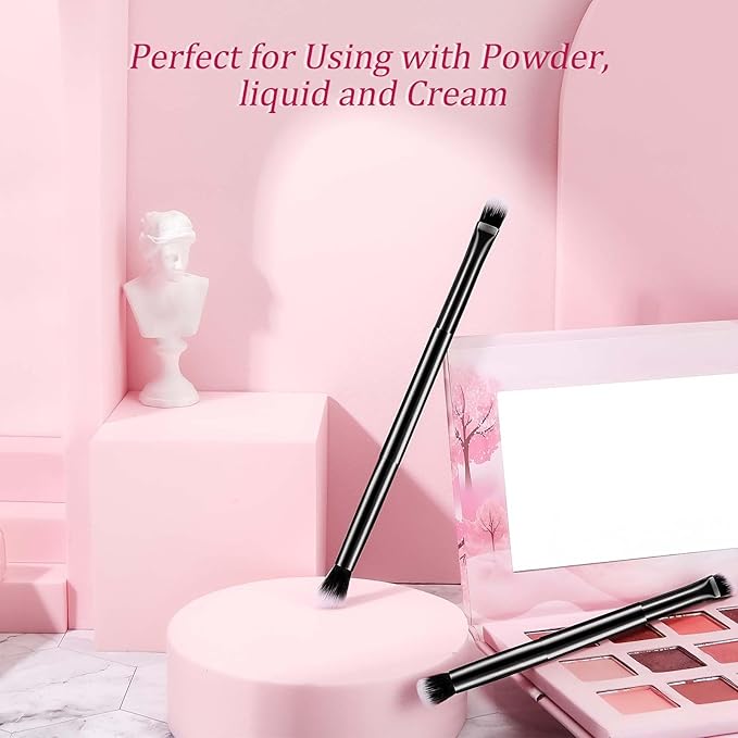12 Pcs Eyeshadow Smudge Brush 2 in 1 Eyeshadow Double Ended Concealer Brush Under Eye Small Soft Firm Pointed Foundation Makeup Applicator for Blending Liner(Black)
